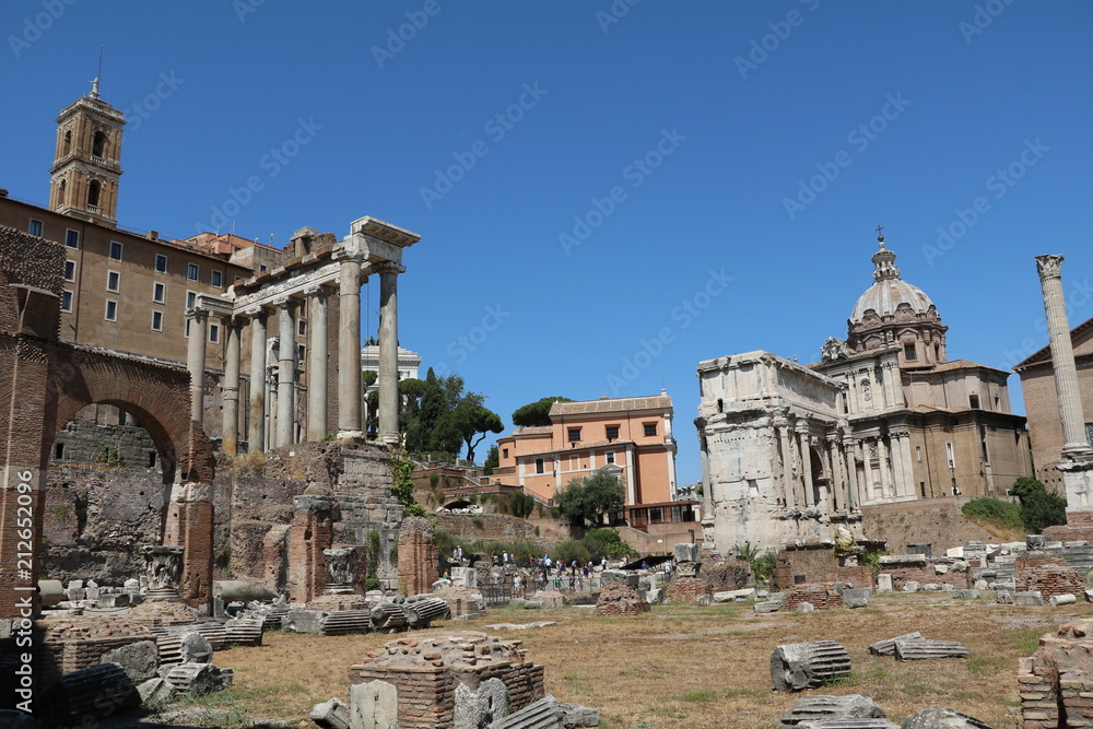 Arch of Septimius Severus, 
Santi Luca e Martina, Tabularium, Temple of Saturn in Forum Romanum, Italy 