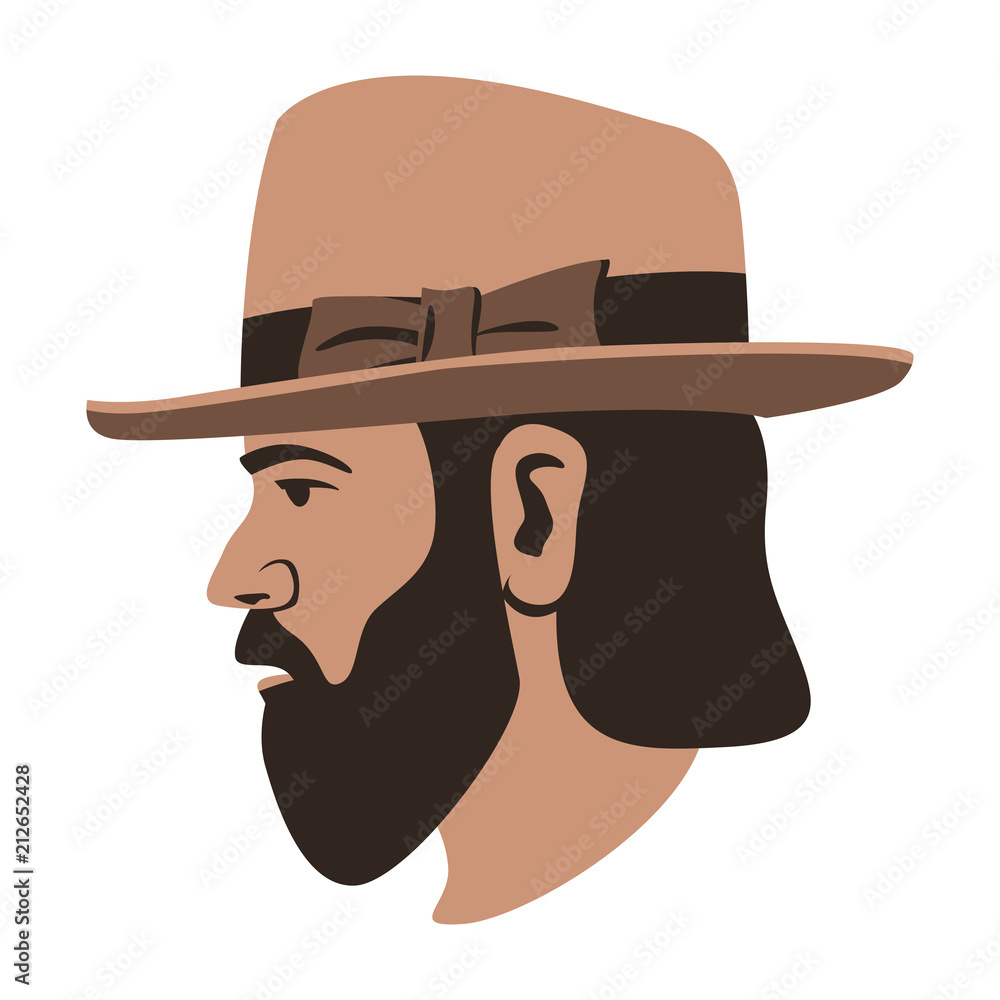 hipster in hat vector illustration flat style hipster in hat vector illustration flat style