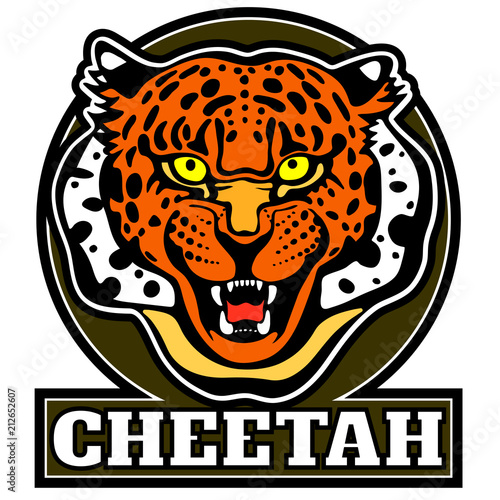 Vector illustration of cheetan head color version. Tattoo style