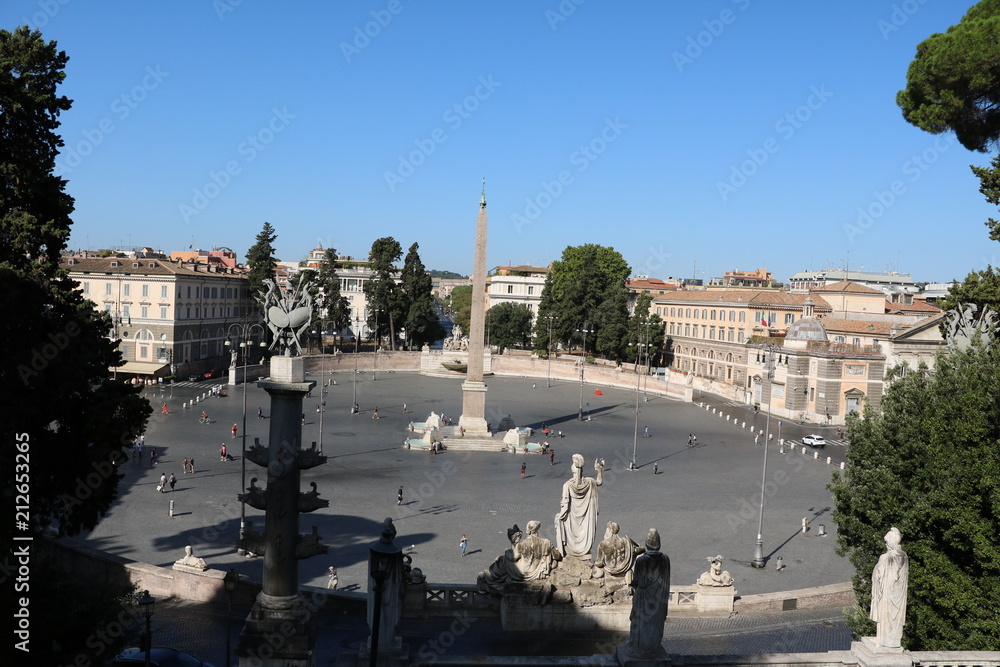 Fototapeta premium View to Piazza del Popolo from the Pincio in Rome, Italy
