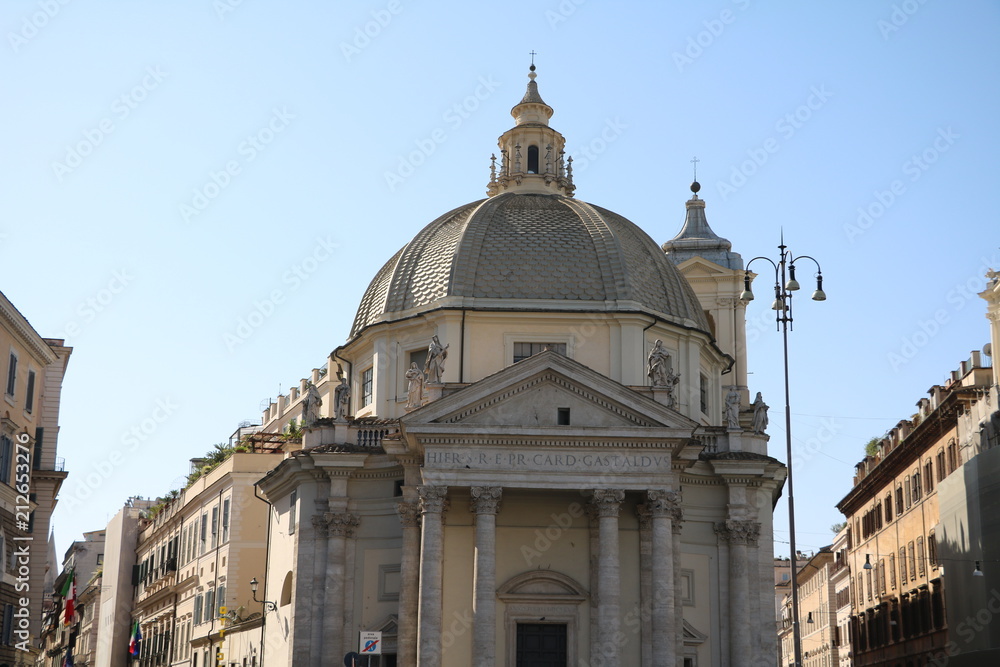 Twin Church Santa Maria in Montesanto at Piazza del Popolo in Rome, Italy