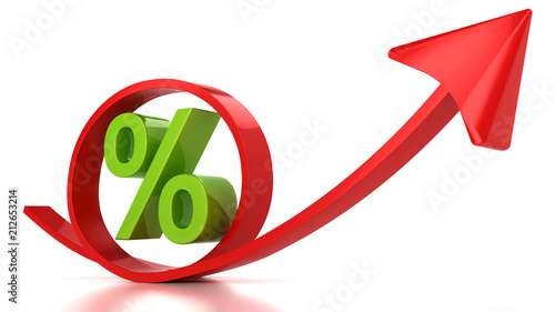Red arrow and percent