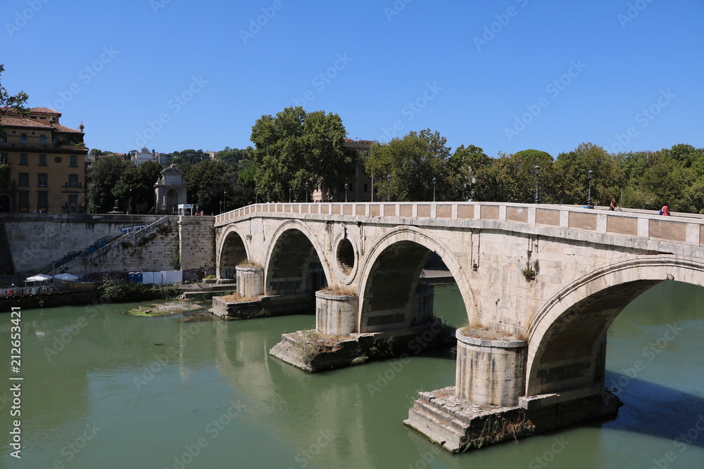 Ponte Sisto nearby Tiber Island over the river Tiber in Rome, Italy