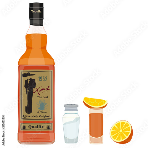 Tequila set vector flat style design illustration