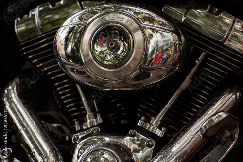Motorbike v-shape engine view.  © Andrey
