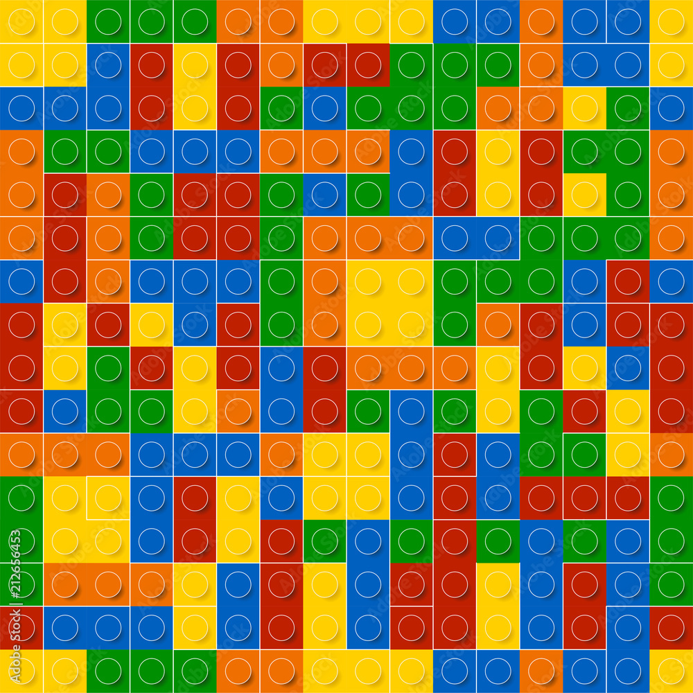 Colorful toy bricks background. Plastic construction blocks. Seamless vector pattern Colorful toy bricks background. Plastic construction blocks. Seamless vector pattern