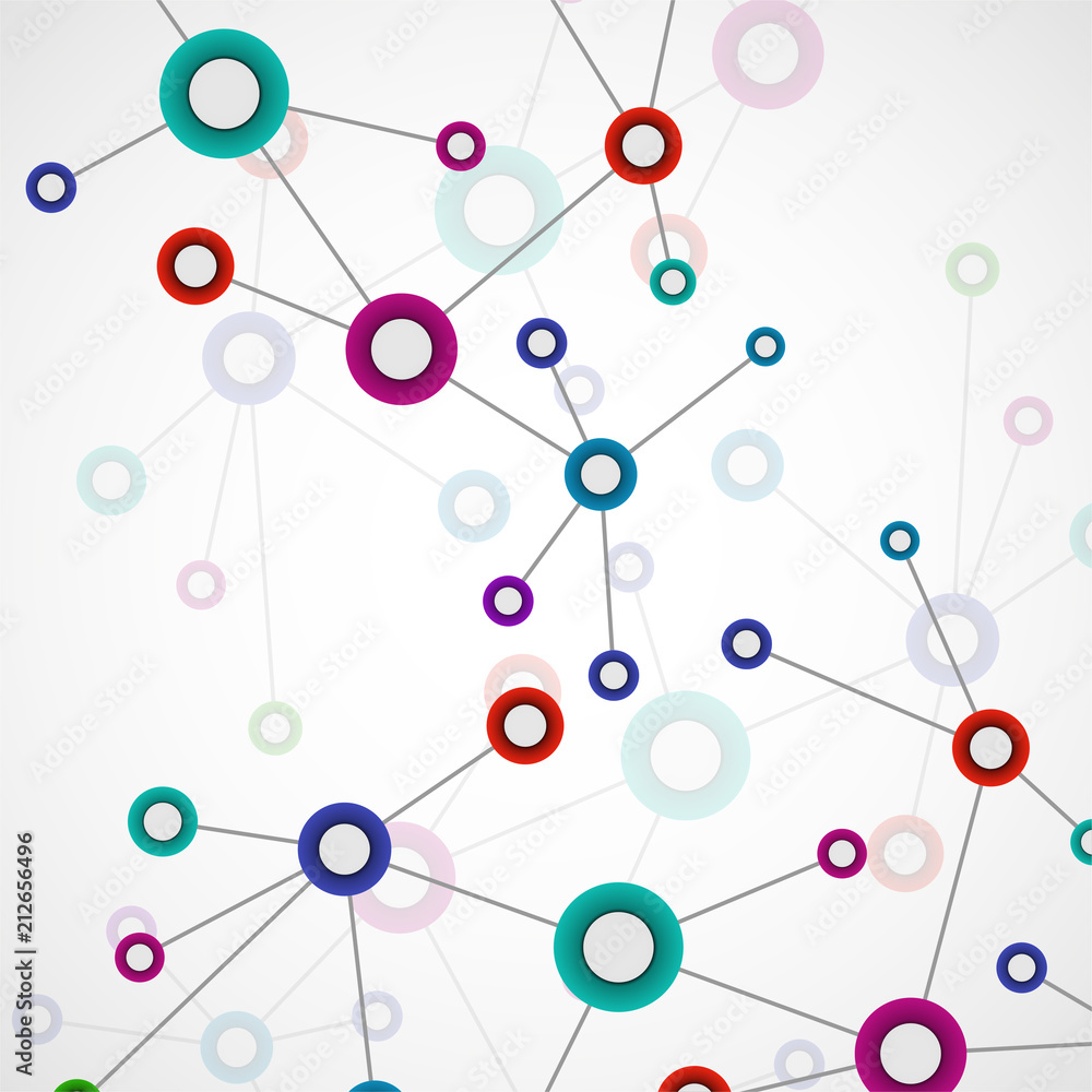 Abstract molecule background, colorful connected structure. Dna, atom, neurons Abstract molecule background, colorful connected structure. Dna, atom, neurons