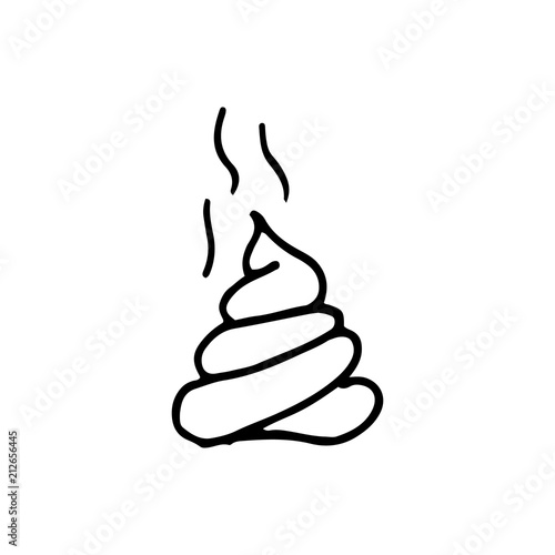 Handdrawn shit doodle icon. Hand drawn black sketch. Sign cartoon symbol. Decoration element. White background. Isolated. Flat design. Vector illustration photo