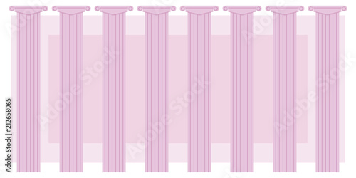 pink color classic columns series eight on a background of pink rectangle vector illustration Greek theater background announcement education