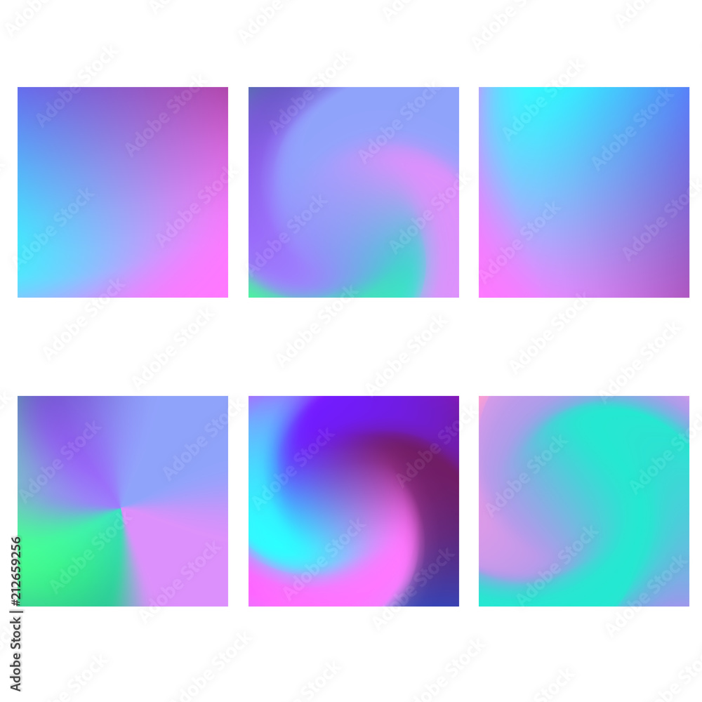 Abstract vector multicolored blurred background set.