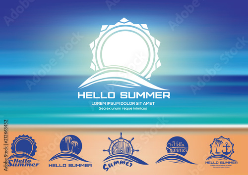 Summer logo design. Summer and beach set of vector emblems