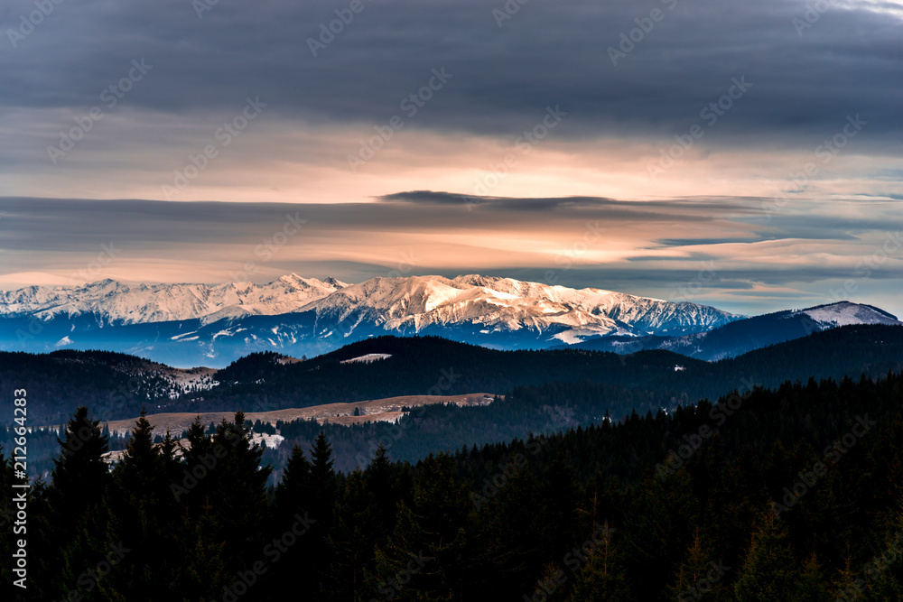 panoramic view of the city at sunset