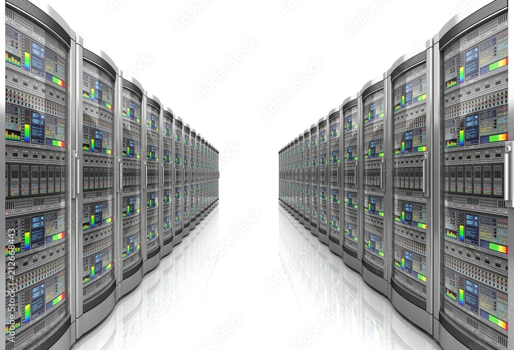 Obraz premium network workstation servers 3d illustration