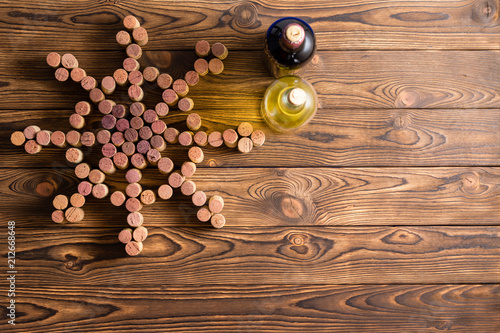 Nautical themed wine display on wood