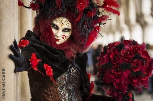Venice carneval mask in red and black