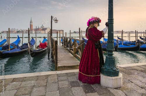 Venice carneval mask at bridge