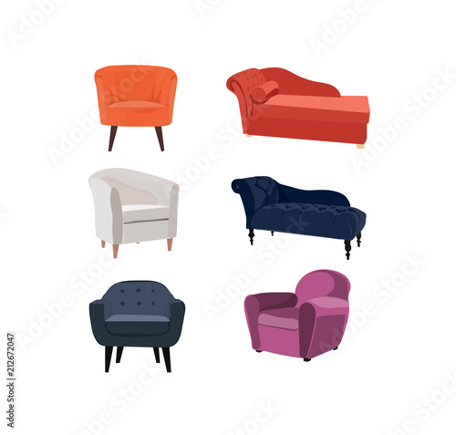 chairs and chaise lounge vector illustration Fototapeta