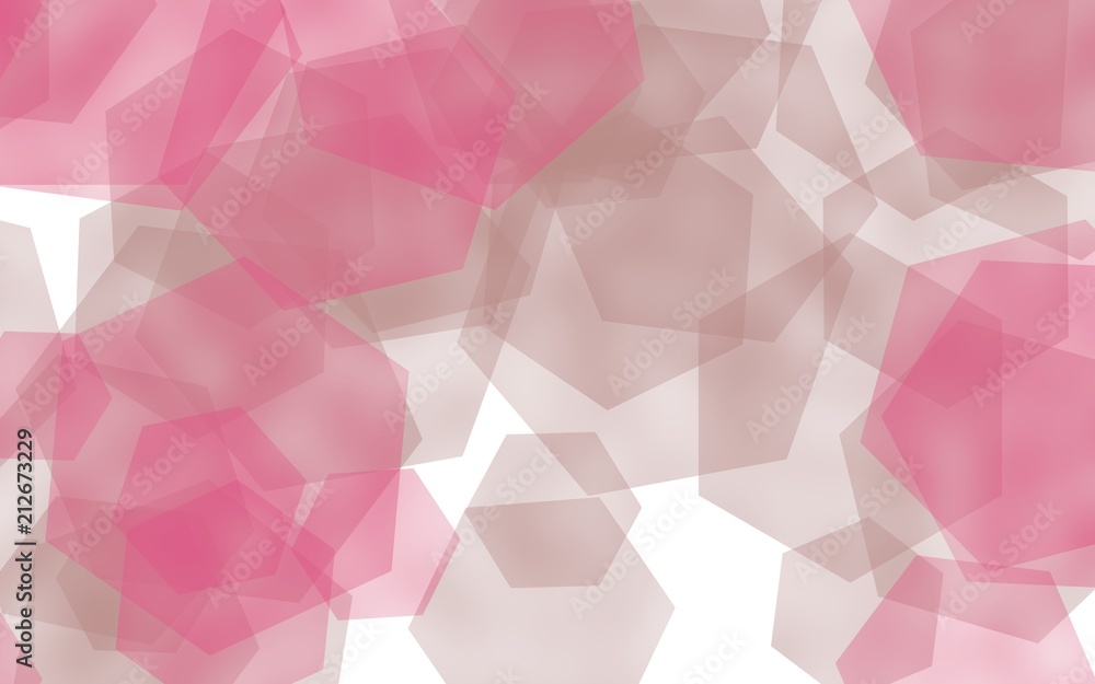 Multicolored translucent hexagons on white background. Red tones. 3D illustration Multicolored translucent hexagons on white background. Red tones. 3D illustration