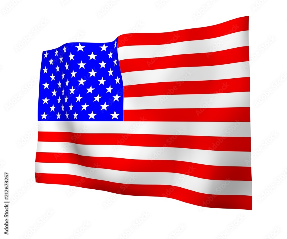 Obraz premium Waving flag of the United States of America. Stars and Stripes. State symbol of the USA. 3D illustration