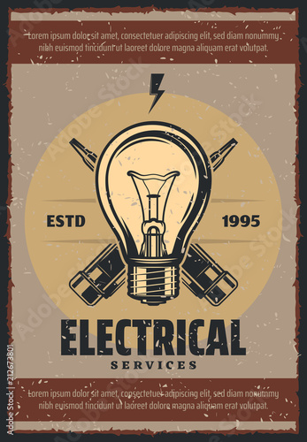 Vector vintage poster for electrical services