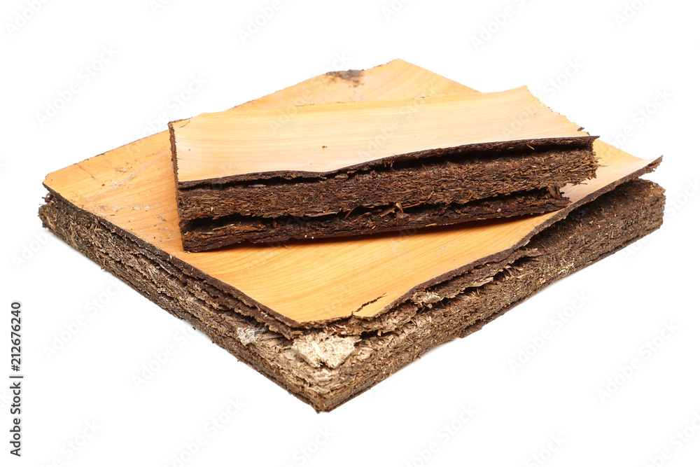 Fototapeta premium particle board damaged by water and humidity - wood material for furniture