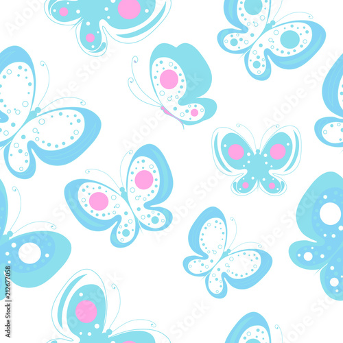 beautiful blue butterflies  isolated  on a white