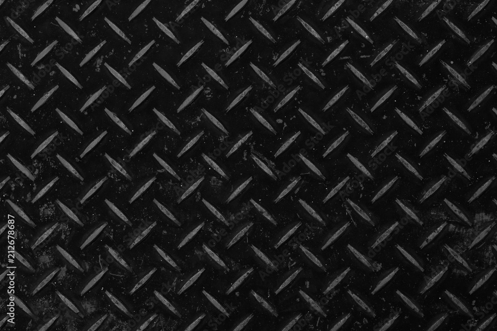 Black metal diamond plate pattern and seamless background