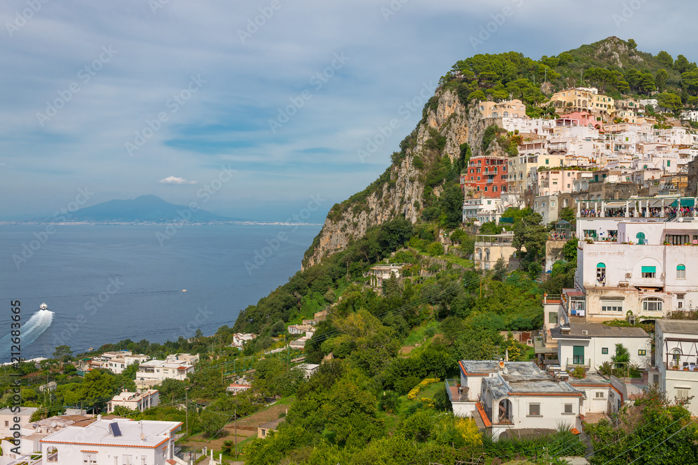 Town of Capri, Capri island, Vesuvius in background