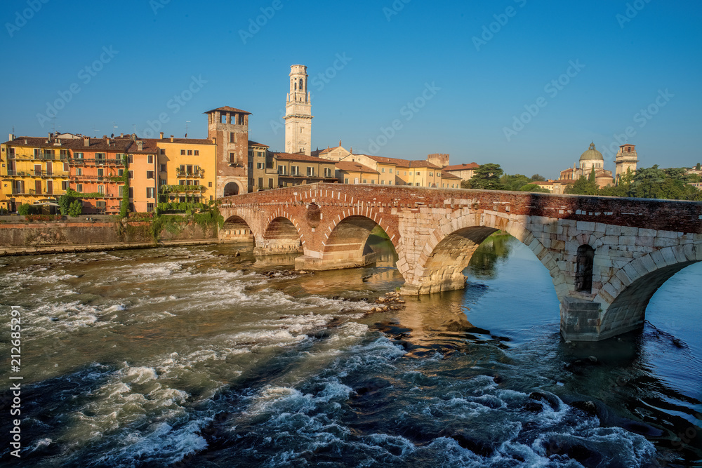 Ponte Pietra over the Adige river, Verona