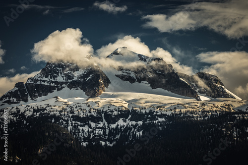 Sun is setting over Mount Begbie, British Columbia, Canada photo