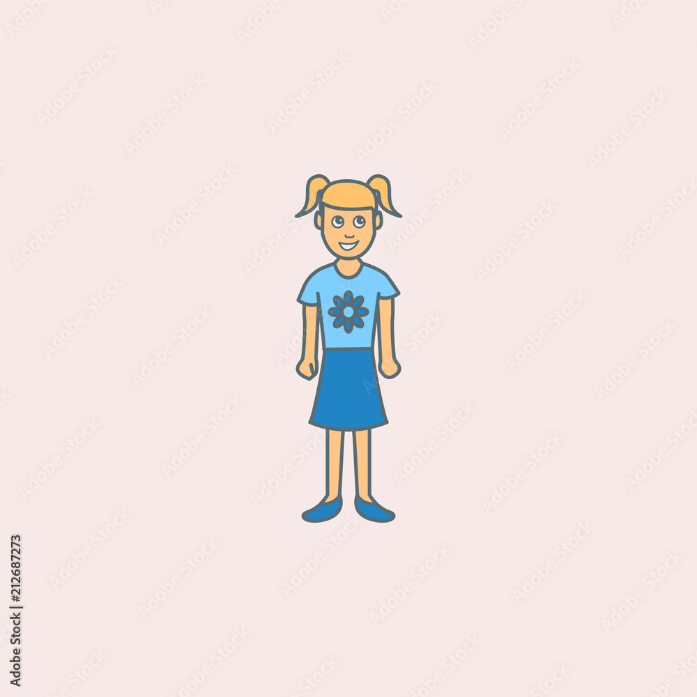 the second childhood period of a girl field outline icon. Element of generation icon for mobile concept and web apps. Field outline the second childhood period of a girl icon