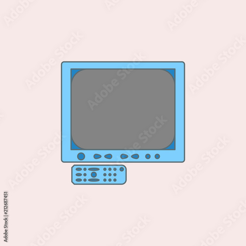 generation of light TVs with remote control field outline icon. Element of generation icon for mobile concept and web apps. Field outline generation of light TV icon