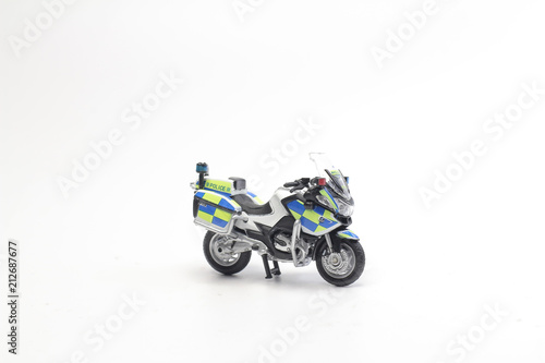 a scale Police Bikes model at display