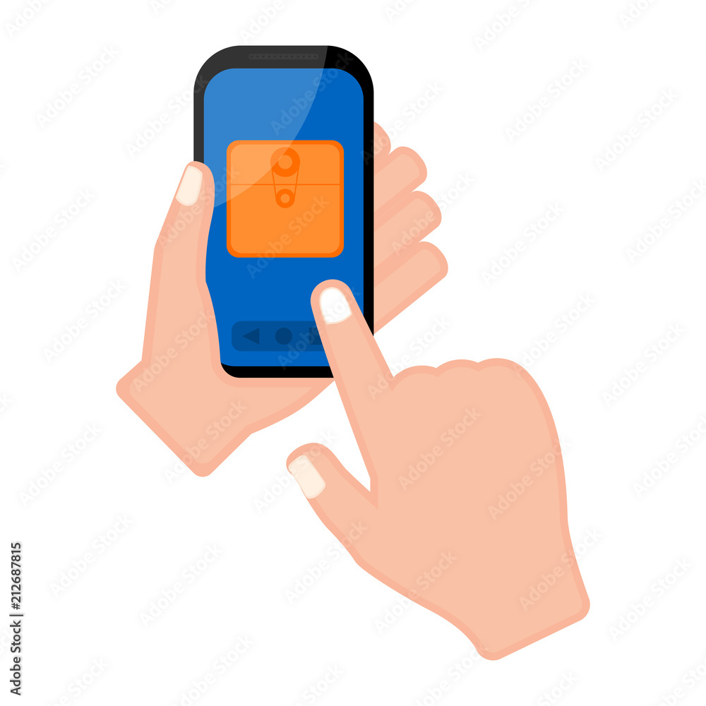 Hand holding a smartphone with a folder icon Hand holding a smartphone with a folder icon