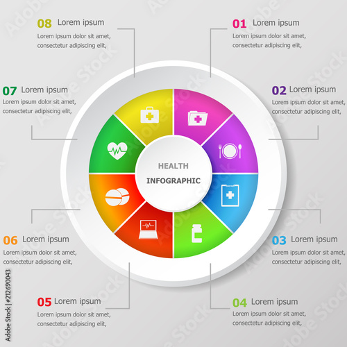 Infographic design template with health icons