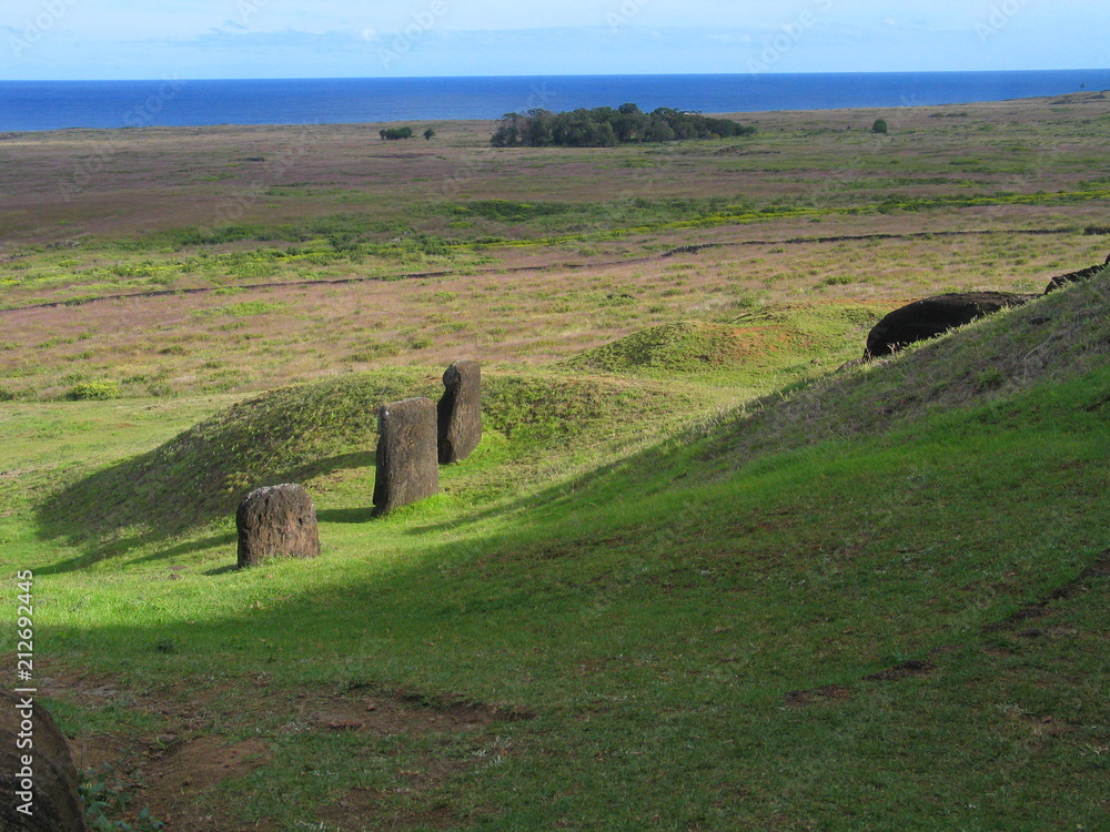 Isla de Pascua. Esculturas Moais de Rapa Nui en Chile