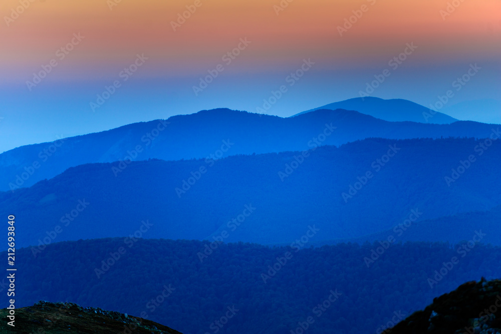 Mountains landscape at the sunset 