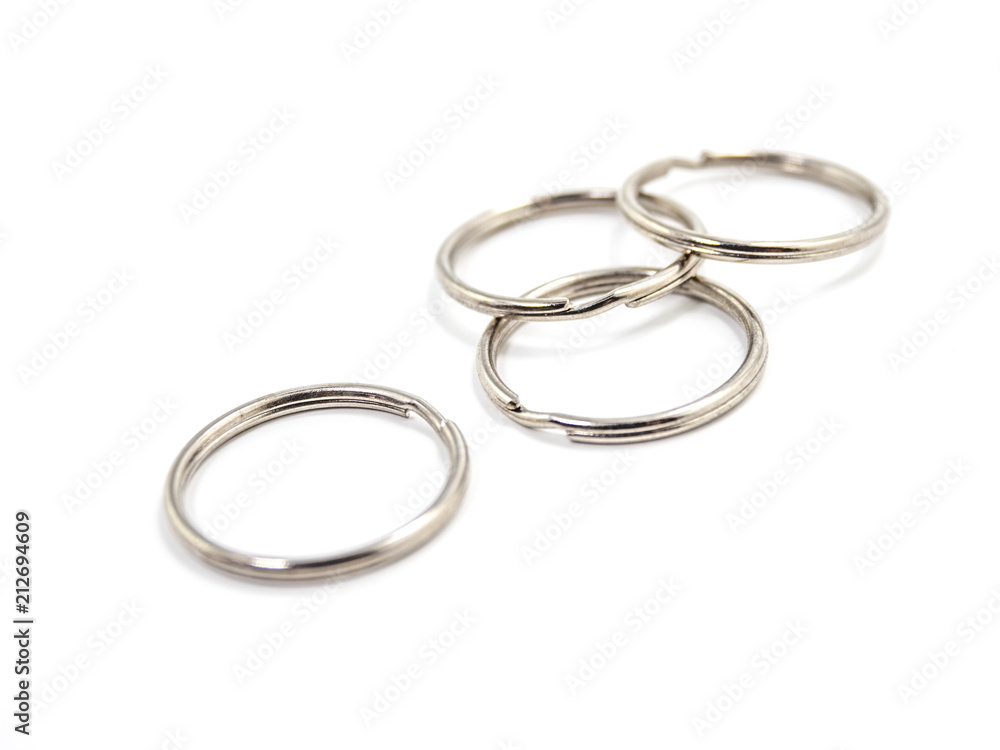 Silver split key rings isolated on white background Silver split key rings isolated on white background