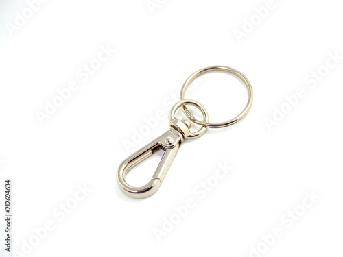 Silver key ring and clip. Isolated on white background