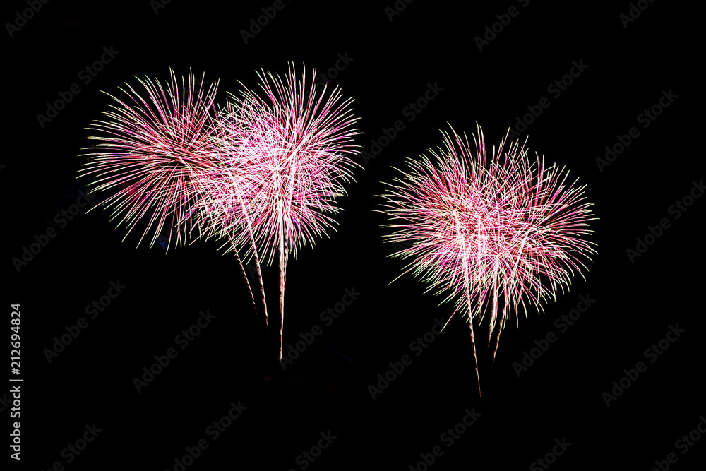 Fireworks light up the sky,New Year celebration. Fireworks light up the sky,New Year celebration.