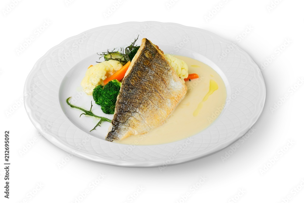 Grilled Fish Fillet with BBQ Vegetables Grilled Fish Fillet with BBQ Vegetables