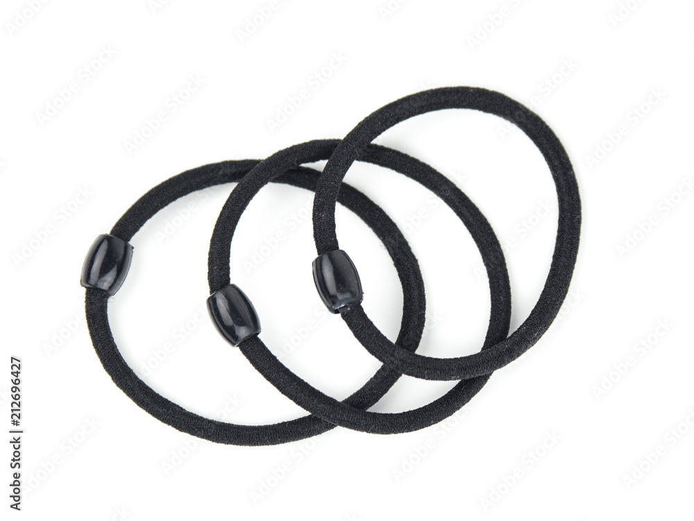 Black color hair bands on white background. Black color hair bands on white background.