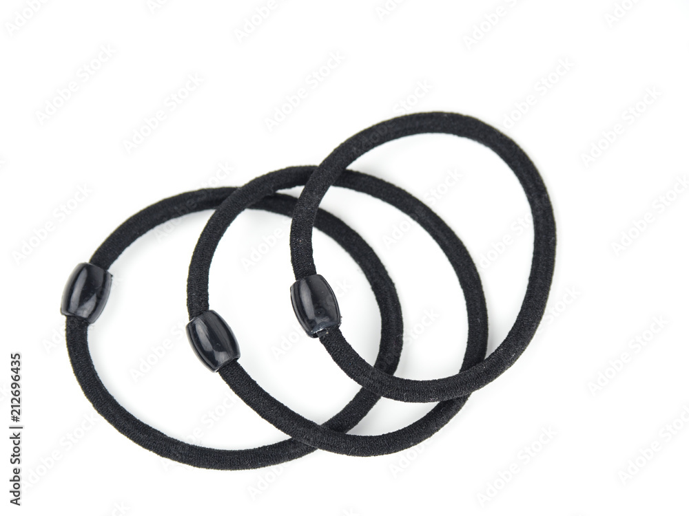 Black color hair bands on white background. Black color hair bands on white background.