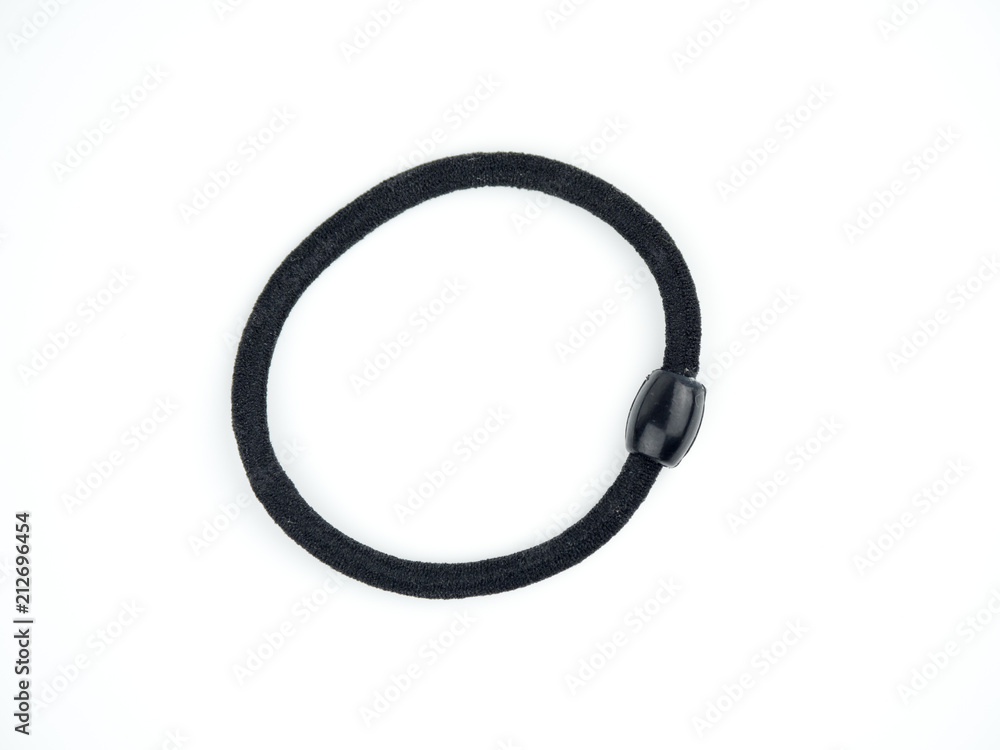 Fototapeta premium Black color hair bands on white background.