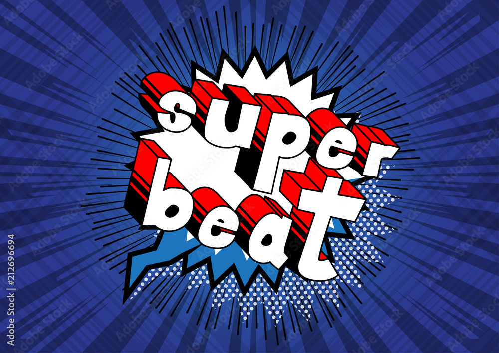 Super Beat - Comic book word on abstract background.