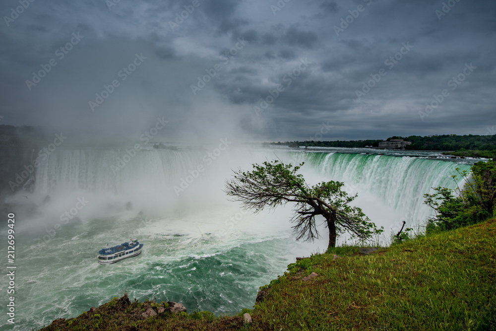 Canadian Niagara Falls panorama with a rainbow