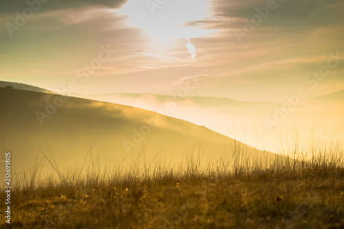 Morning fog in the autumn season