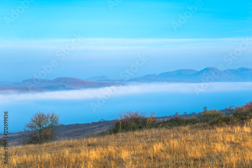 Morning fog in the autumn season