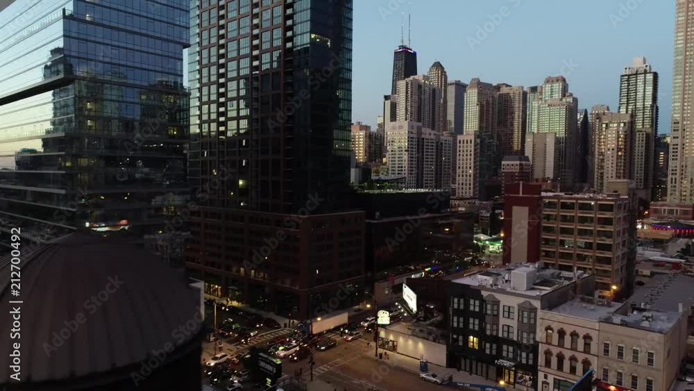 Chicago River North Aerial. Around the dome roof. View of the city. Chicago River North Aerial. Around the dome roof. View of the city.