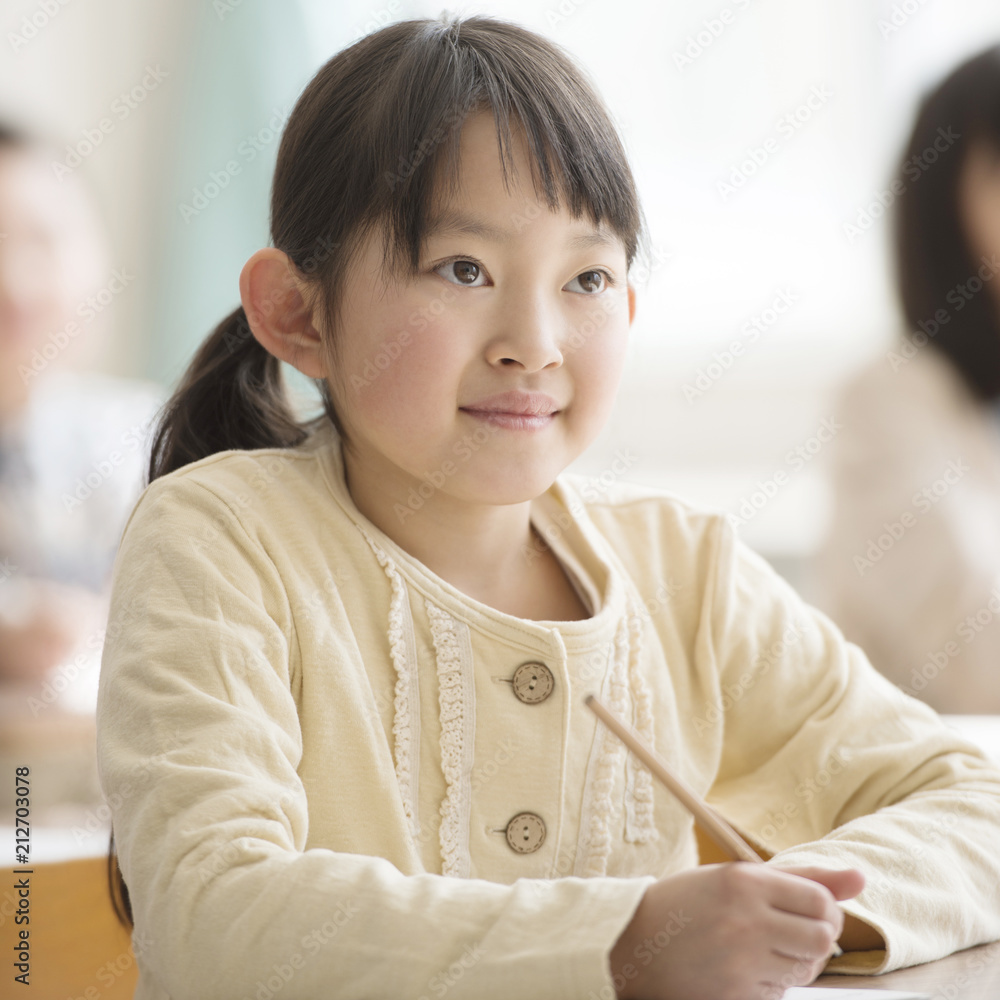 教室で授業を受ける小学生 教室で授業を受ける小学生